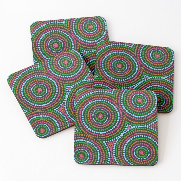 Item preview, Arte aborigen australiano colorido desierto abrevaderos designed and sold by GhostGumDesigns.