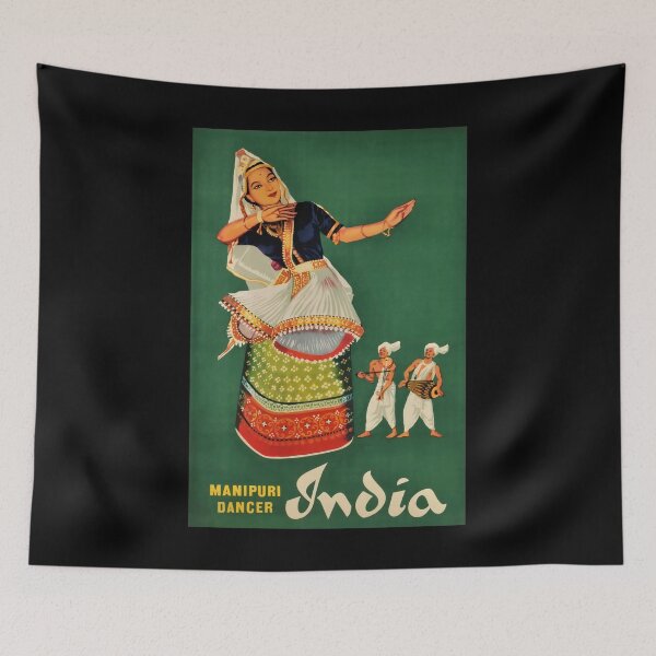 Item preview, Manipuri Dancer retro poster designed and sold by CorasPosters.