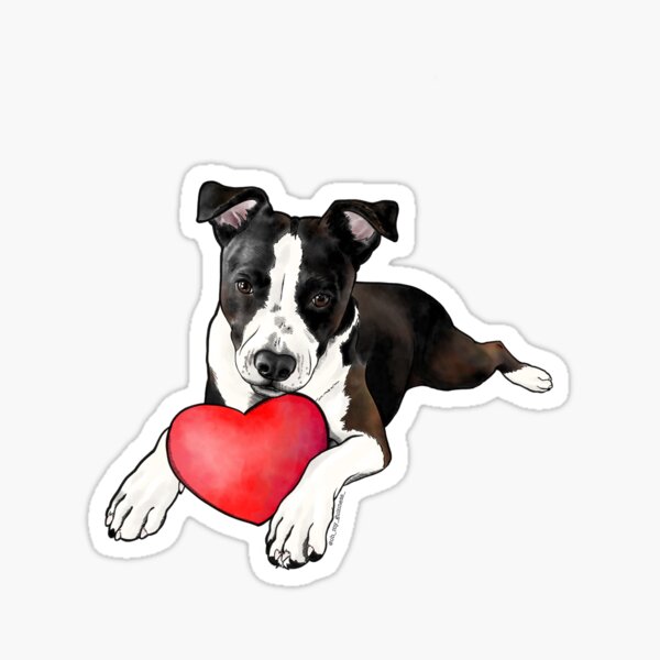 Item preview, Puppy Love Black & White Dog Heart Sticker | Pit Bull Border Collie Mixed Breed designed and sold by Pixelandpaper.