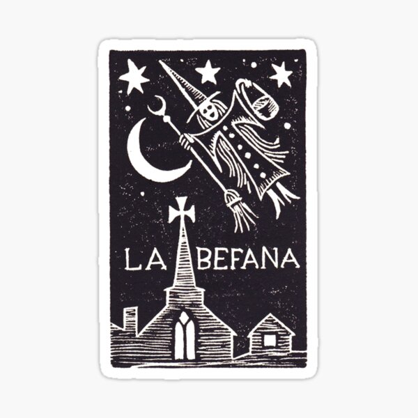 Buona Befana Epiphany Witch Getting Ready Sticker for Sale by  ShoaffBallanger