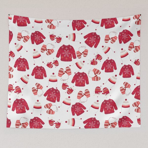 Item preview, Red Winter Sweater, Hats and Mittens Pattern Sweater Weather designed and sold by Orchyd.