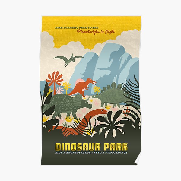 Vintage Style Dinosaur Poster Poster