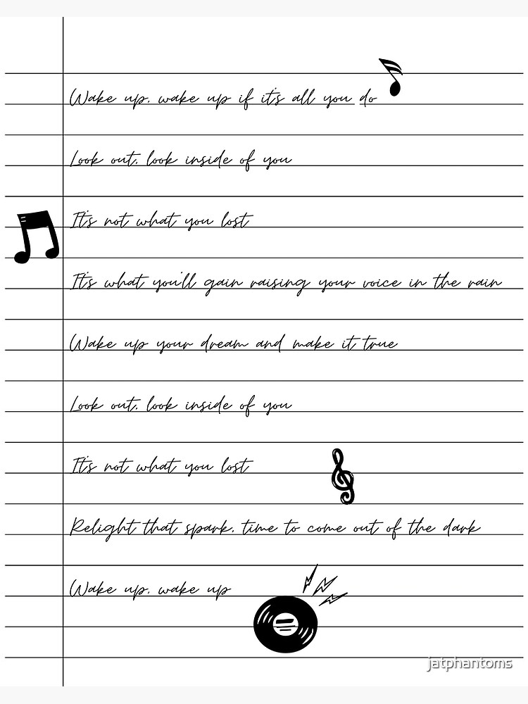 Wake Up Lyrics Letter With Doodle Julie And The Phantoms Art Board Print By Jatphantoms Redbubble