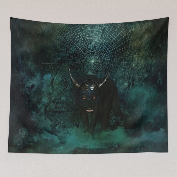 Item preview, Awesome wolf with helmet in the dark night designed and sold by nicky2342.