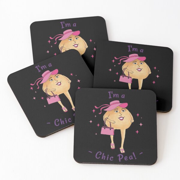 Item preview, I'm a Chic Pea! - funny cartoon character on black background designed and sold by Crystal Raymond.