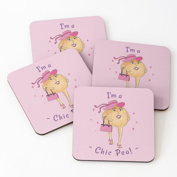 Item preview, I'm a Chic Pea! - funny cartoon character on pink background designed and sold by Crystal Raymond.