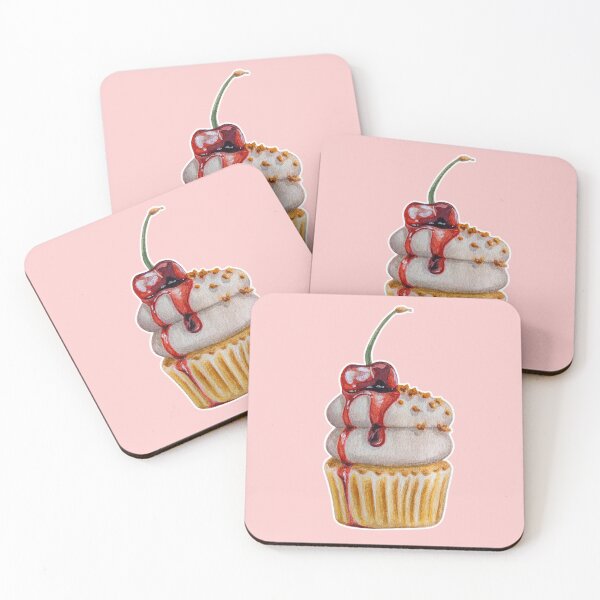 Item preview, Watercolor Cherry Cupcake  designed and sold by heidiloo.
