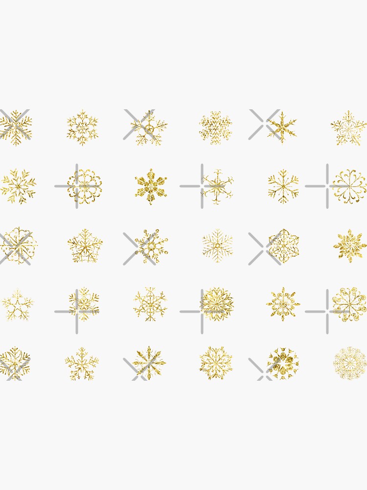 Golden Snowflake Stickers  Clear PVC Sticker with Gold Foil