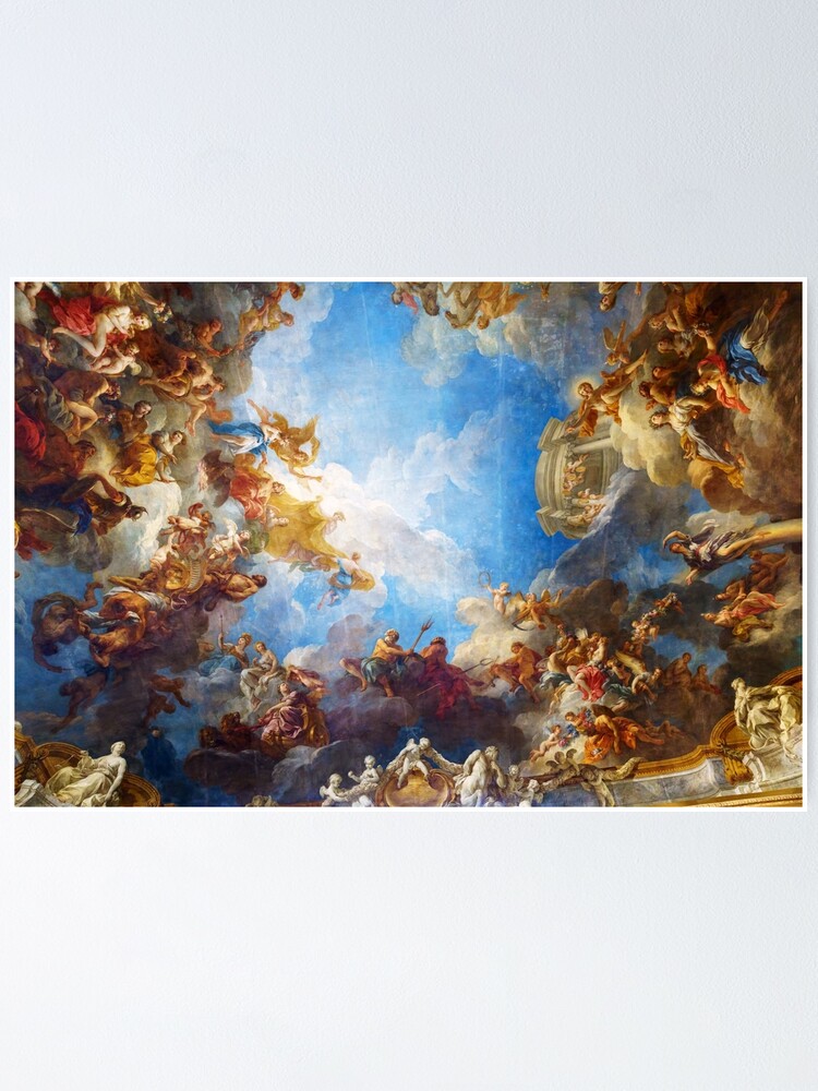 Poster Peinture Au Plafond Dans La Salle Hercule Du Chateau De Versailles France Par Davidjallaud Redbubble