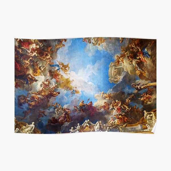 Ceiling painting in Hercules room of the Chateau de Versailles - France Poster
