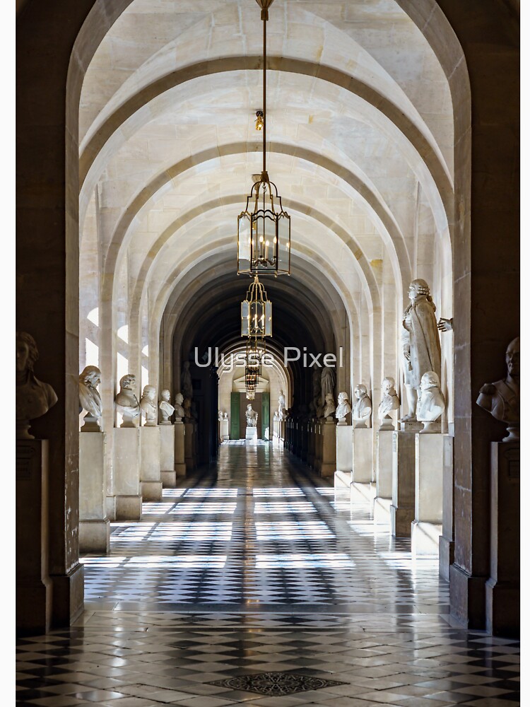 Arched Corridor with marble statues in the Palace of Versailles