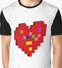 Pixel Red Heart Graphic T-Shirt