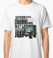 Stiles in a blue Jeep Classic T-Shirt