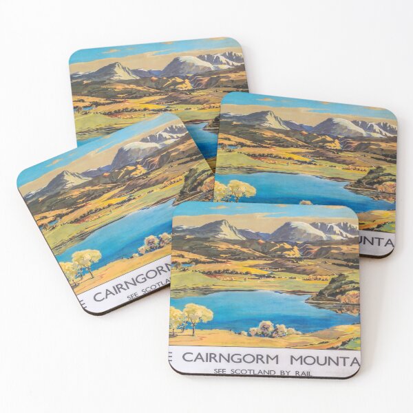 Item preview, Caringorm Mountains retro poster designed and sold by CorasPosters.