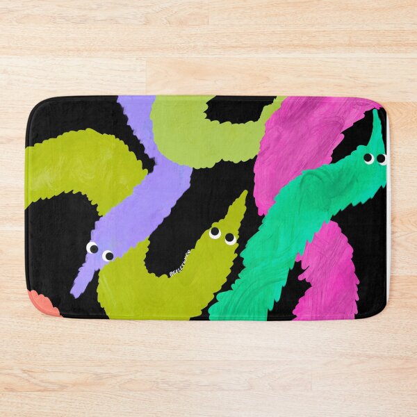 Item preview, Worm Party! | Muted Rainbow worms on black  designed and sold by Bee Lecuyer.