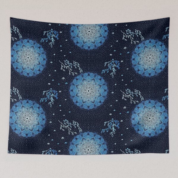 Item preview, Snowflake wintery mandala with hues of blue designed and sold by Amizoart.