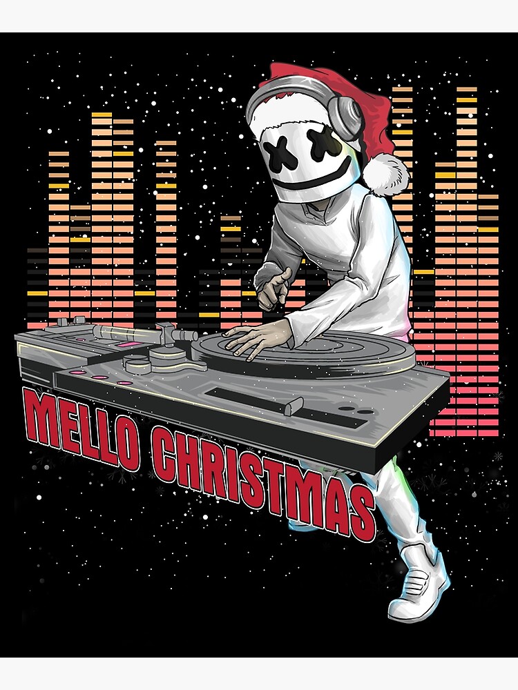 "dj music christmas marshmallow music alone " Mounted Print for Sale by