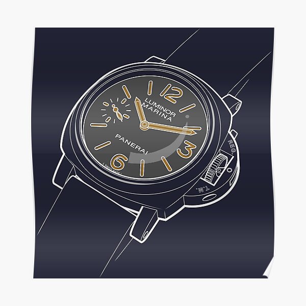 Italian (Swiss Made) Divers Watch Panerai White Gold Poster
