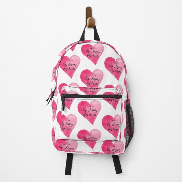 Item preview, Love is big, sloppy dog kisses. Pink watercolour heart, black text. designed and sold by JellyBeenzz.