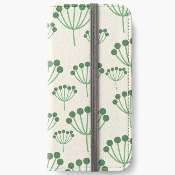 Green Floral iPhone Wallet