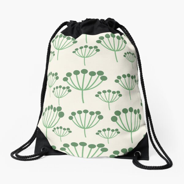 Green Floral Drawstring Bag