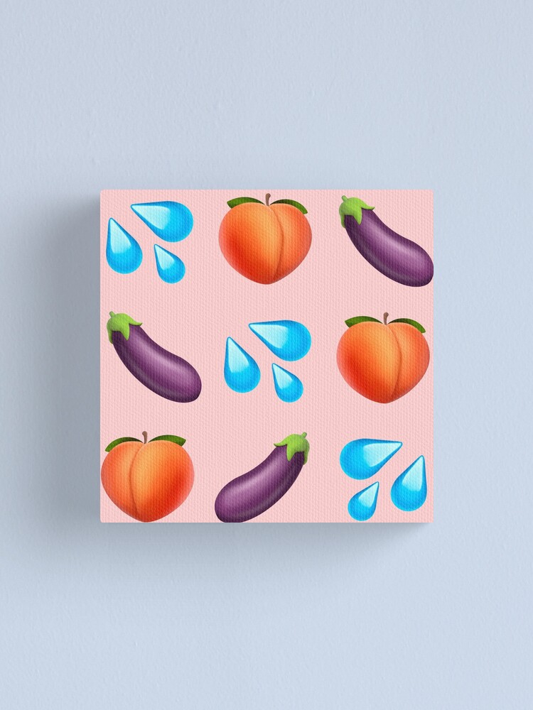 "Peach and eggplant emoji " Canvas Print by PinkShinyArt Redbubble