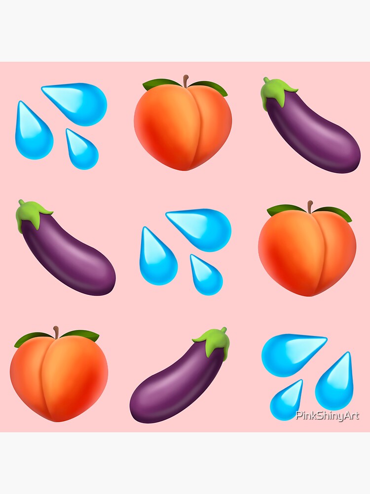 Peach And Eggplant Emoji Sticker For Sale By Pinkshinyart Redbubble