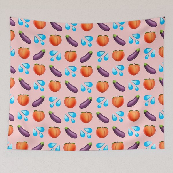 Item preview, Peach and eggplant emoji  designed and sold by PinkShinyArt.