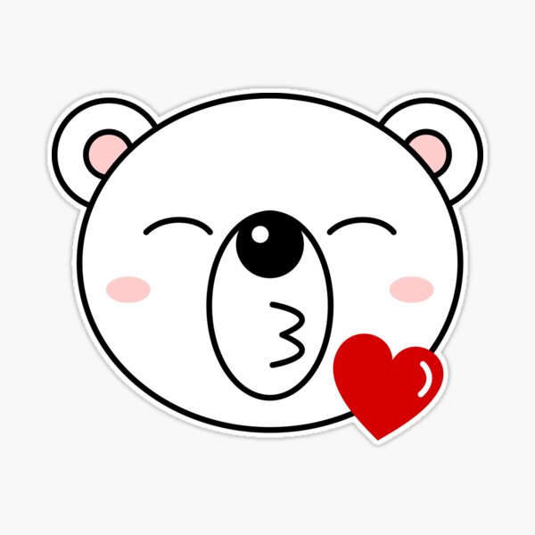 Set of Cartoon polar bear stickers. Funny and kawaii smiles, emoji