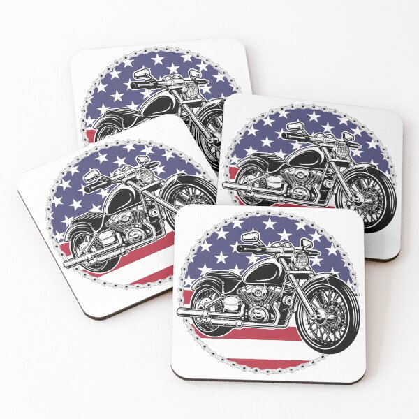 Item preview, Motorcycle Chain Round American Flag designed and sold by LolasTees.