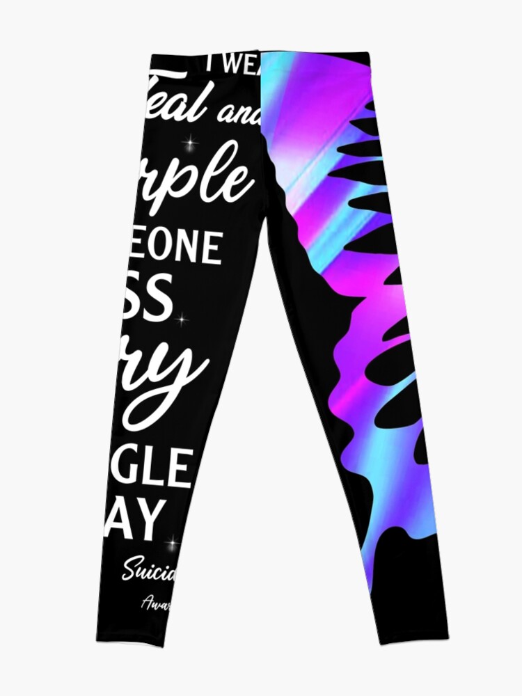 Alternate view of Best Wear Teal Purple Butterfly Suicide Prevention Shirt Memorial Awareness Month T Shirt Leggings