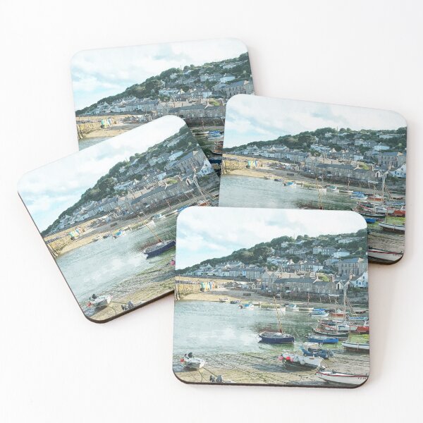 Item preview, Mousehole, Cornwall, England UK fishing harbour boats art designed and sold by BarbaraGlebska.