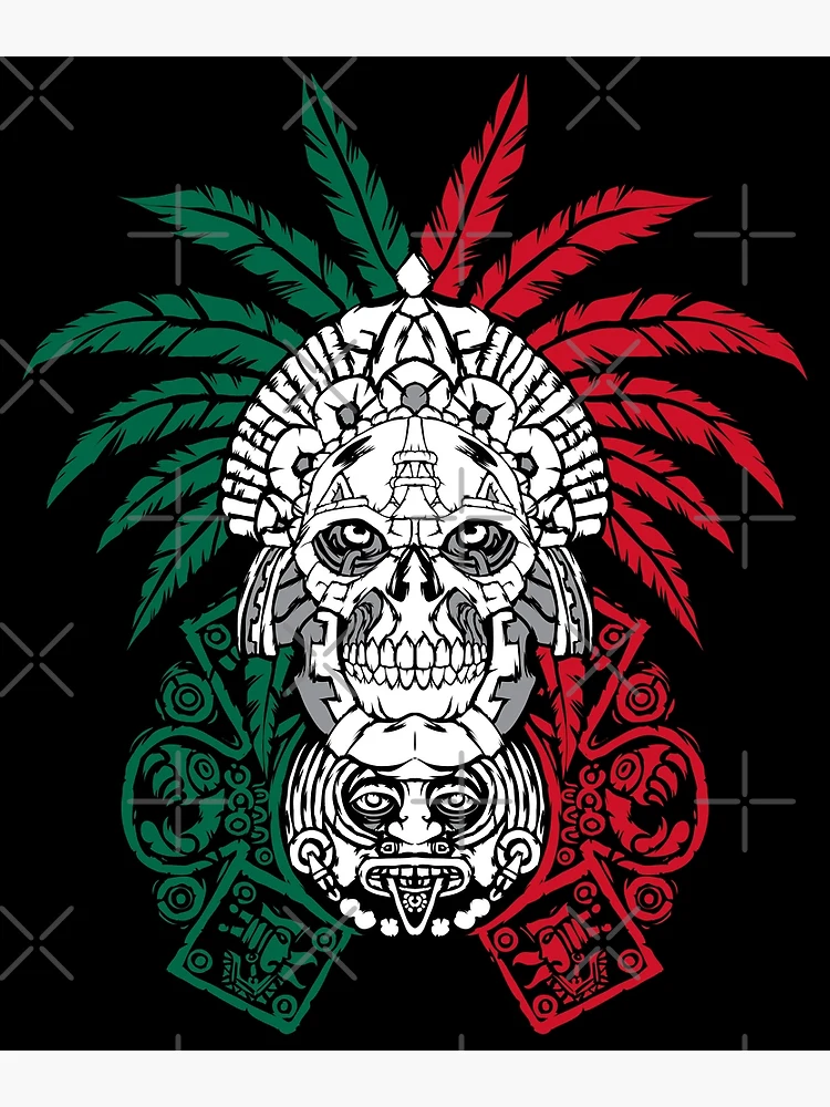 mexican aztec skull warrior Generative AI Stock Illustration