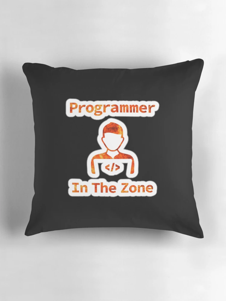 Thumbnail 3 of 4, Pillow, Programmer In The Zone, Sticker, Programmer At Work, Source Code, Software Engineer, Computer Science, Web, WWW, Programming Humor, HTML designed and sold by Max-Wear.