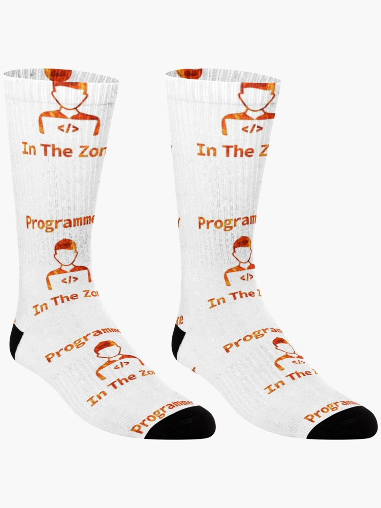 Thumbnail 3 of 5, Socks, Programmer In The Zone, Programmer At Work, Source Code, Software Engineer, Computer Science, Web, WWW, Programming Humor, HTML, Light Background designed and sold by Max-Wear.