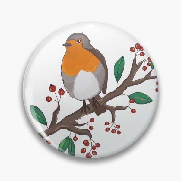 Item preview, Robin on a Branch with Leafs and Berries designed and sold by The-Floraline.