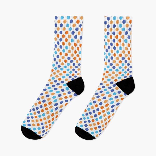 Item preview, Preppy 1980s Retro Blue  Orange Turquoise Polka Dots designed and sold by IamTrending.