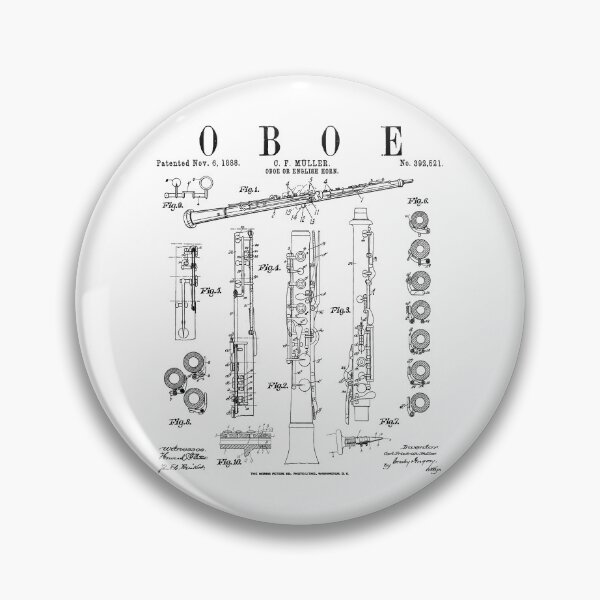 Item preview, Oboe Vintage Patent Oboist Drawing Print designed and sold by GrandeDuc.