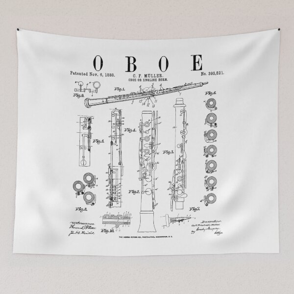 Item preview, Oboe Vintage Patent Oboist Drawing Print designed and sold by GrandeDuc.
