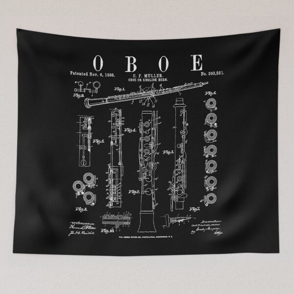 Item preview, Oboe Vintage Patent Oboist Drawing Print designed and sold by GrandeDuc.