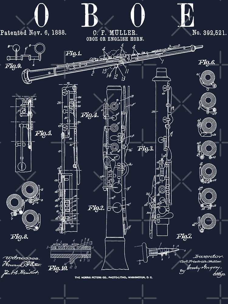 1888 Muller Oboe Drawing Gifts For Oboe Players English Horn