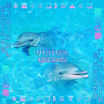 Virtual Dreams Ecco Dolphin Vaporwave sticker digital art