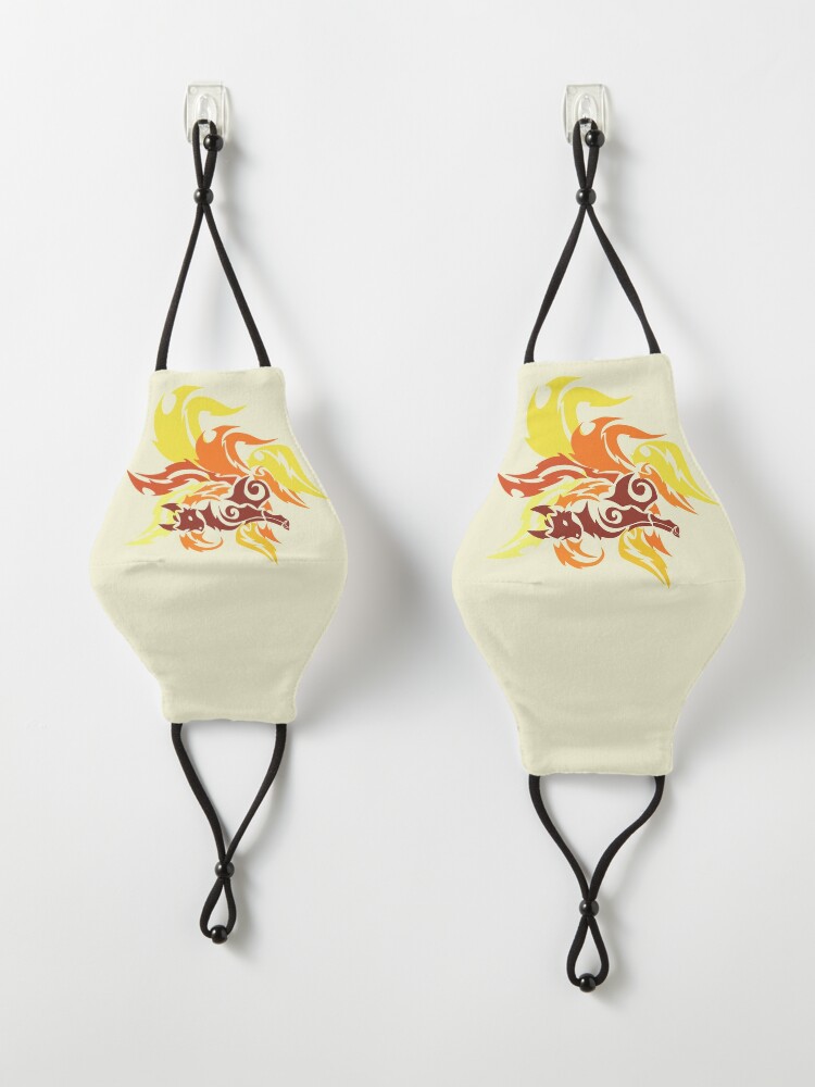 "Nine Tailed Fox Kitsune Gumiho with flame tails" Mask for Sale by