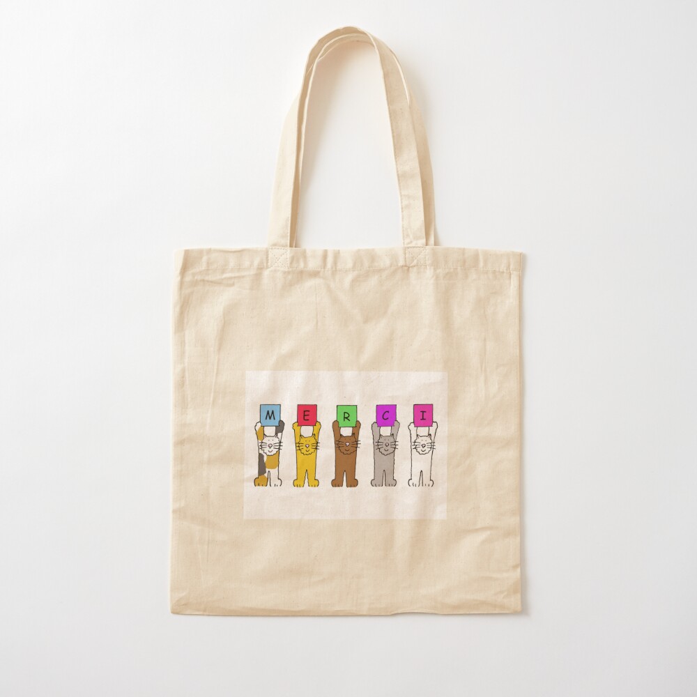 Merci French Word Thank You Pink Typography Cute Tote Bag