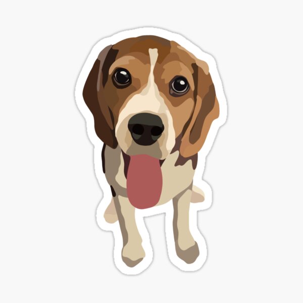 Beagle Puppy Dog Portrait Digital Illustration Sticker