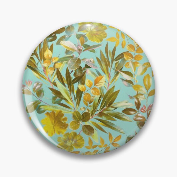 Item preview, Leaves in Gold and Sage on Turquoise designed and sold by micklyn.