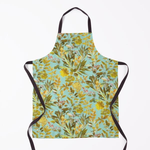 Item preview, Leaves in Gold and Sage on Turquoise designed and sold by micklyn.