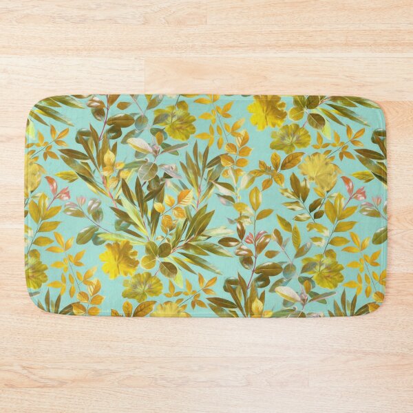 Item preview, Leaves in Gold and Sage on Turquoise designed and sold by micklyn.