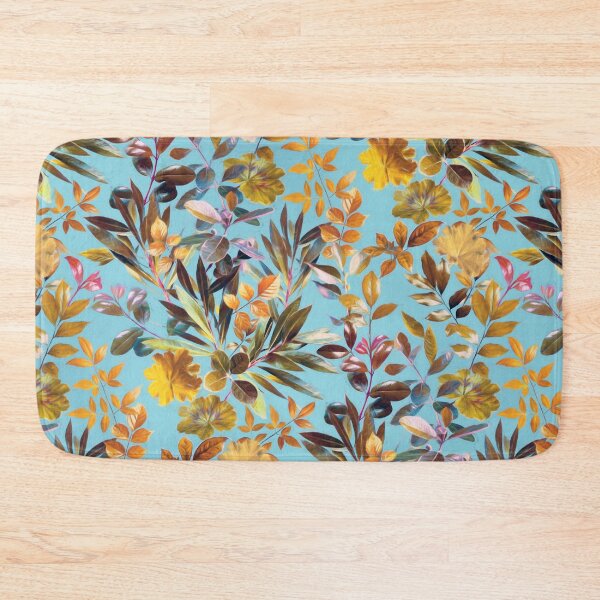 Item preview, Colorful Garden Leaves on Turquoise Blue designed and sold by micklyn.