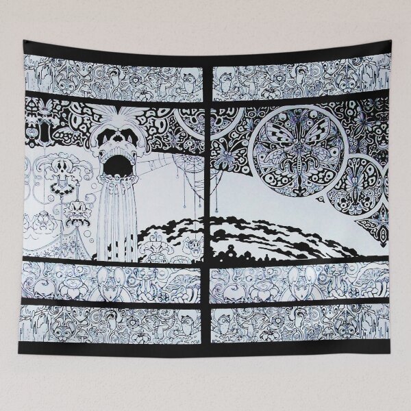 Item preview, BLACK WHITE SKULL, BUTTERFLIES,OWLS AND FANTASTIC CREATURES Psychedelic Fantasy designed and sold by BulganLumini.
